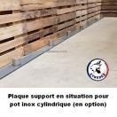 Plaque support pour ligne de dtection / pot inox cylindrique