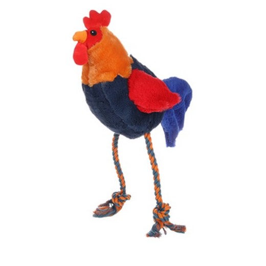 Jouet chien peluche coq avec corde