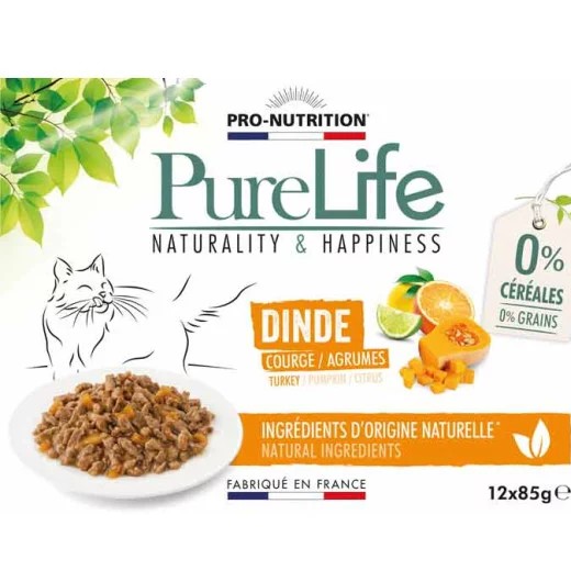 Pâtée Pure Life Wet Dinde pour chat