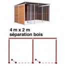 Chenil bois MKS - PROTECTA double 4 x 2 m avec 1 sparation, 2 portes - Faade en barreaux