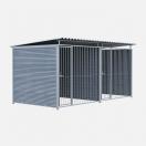 Chenil MKS en composite WPC - ETERNA - double 4 x 2 m avec 1 sparation, 2 portes - Faade en barreaux - image 6