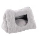 Lit rectangulaire pour chat et petits chiens en peluche gris