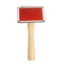 Brosse carde mtal manche bois pour chiens et chats - image 2